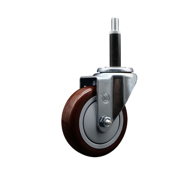 4'' SS Maroon Poly Wheel Swivel 3/4'' Expanding Stem Caster